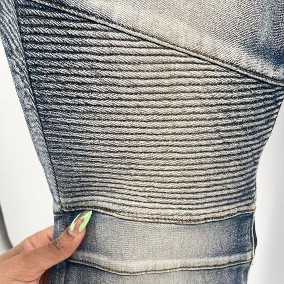 XRAY Jeans Men’s Light Wash Moto Biker Slim Stretch Skinny Denim Jeans 34/30 - Picture 6 of 16